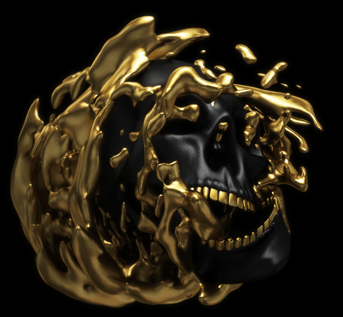 skull gold goldrush 3D digitalart art design graphicdesign motion nft