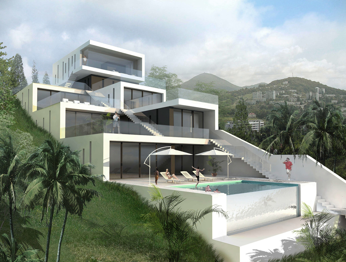 architecture гостиница visualization modern archviz hotel design exterior Render house HORECA design