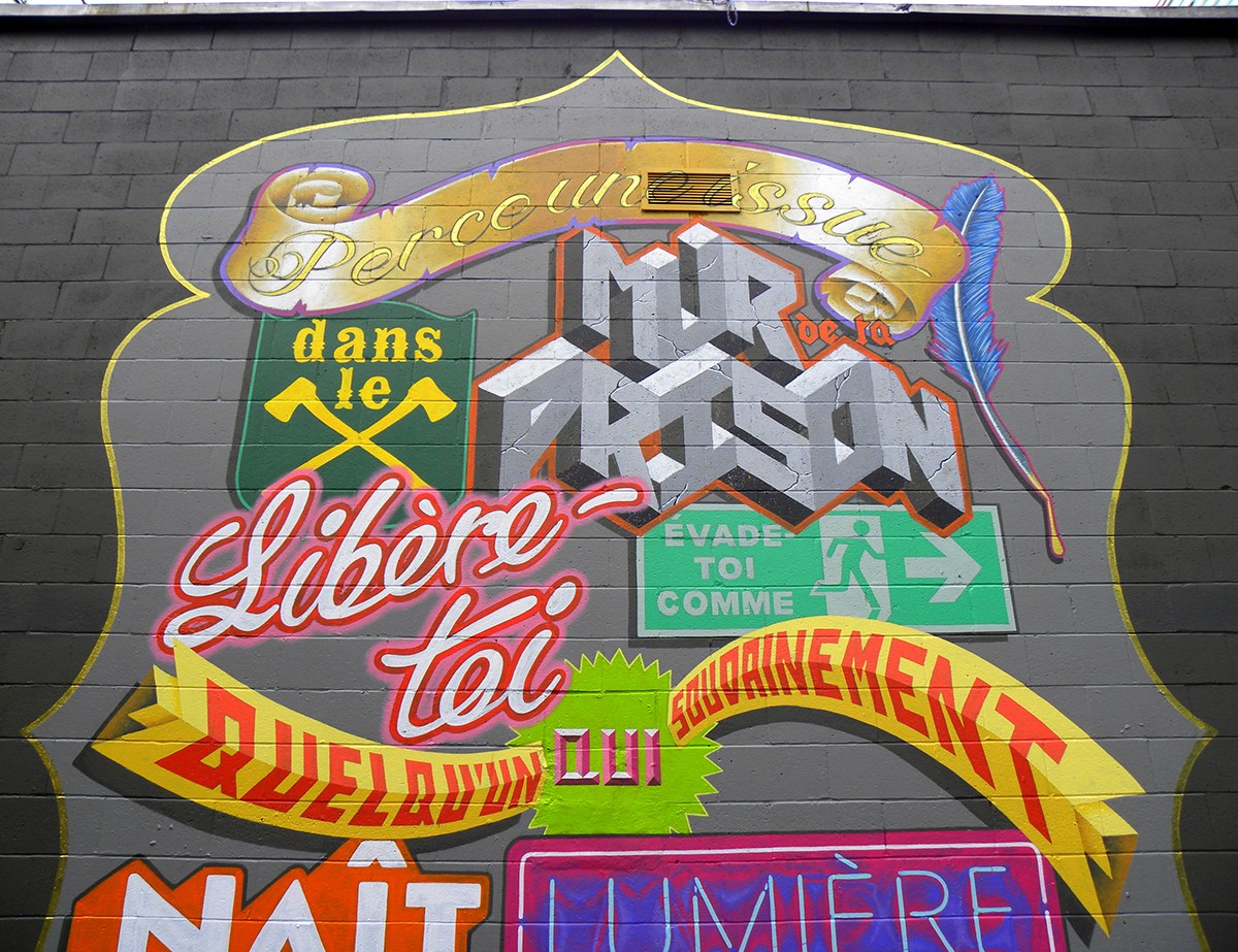 xray Montreal streetart lettering signpainting French colorful Mural art