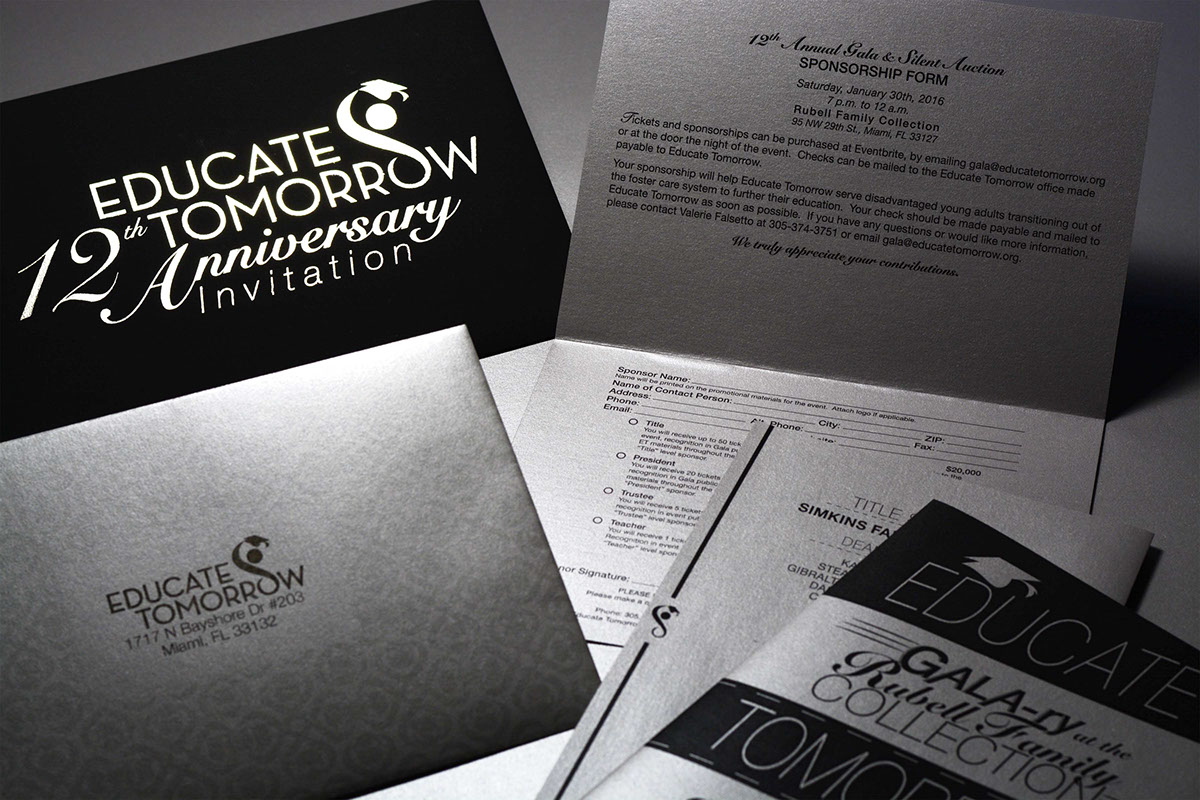 educate tomorrow galary Gala gala invitation envelope Rubell Family Collection none for profit sponsorship form Invitation