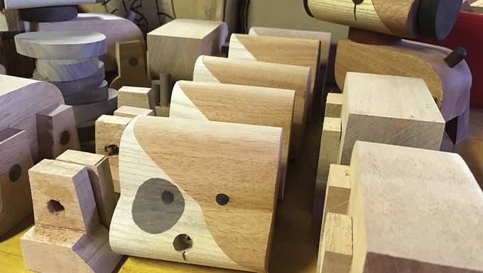 modern wood design handmade craft dog