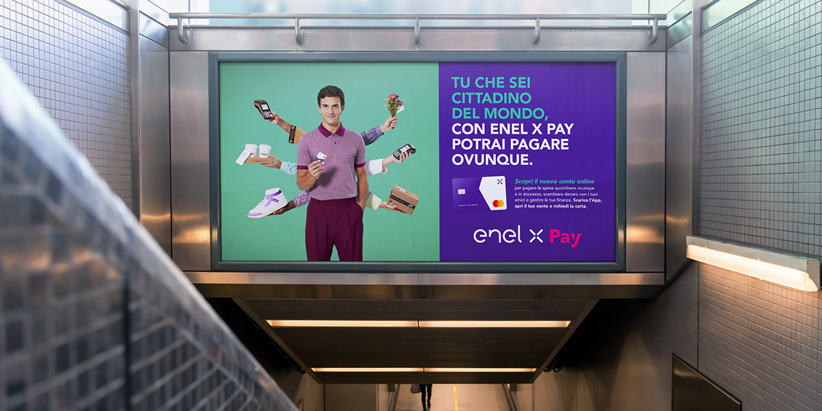 digital Enel X Pay Film   Financial Services future integrated millennials OOH animation  motion