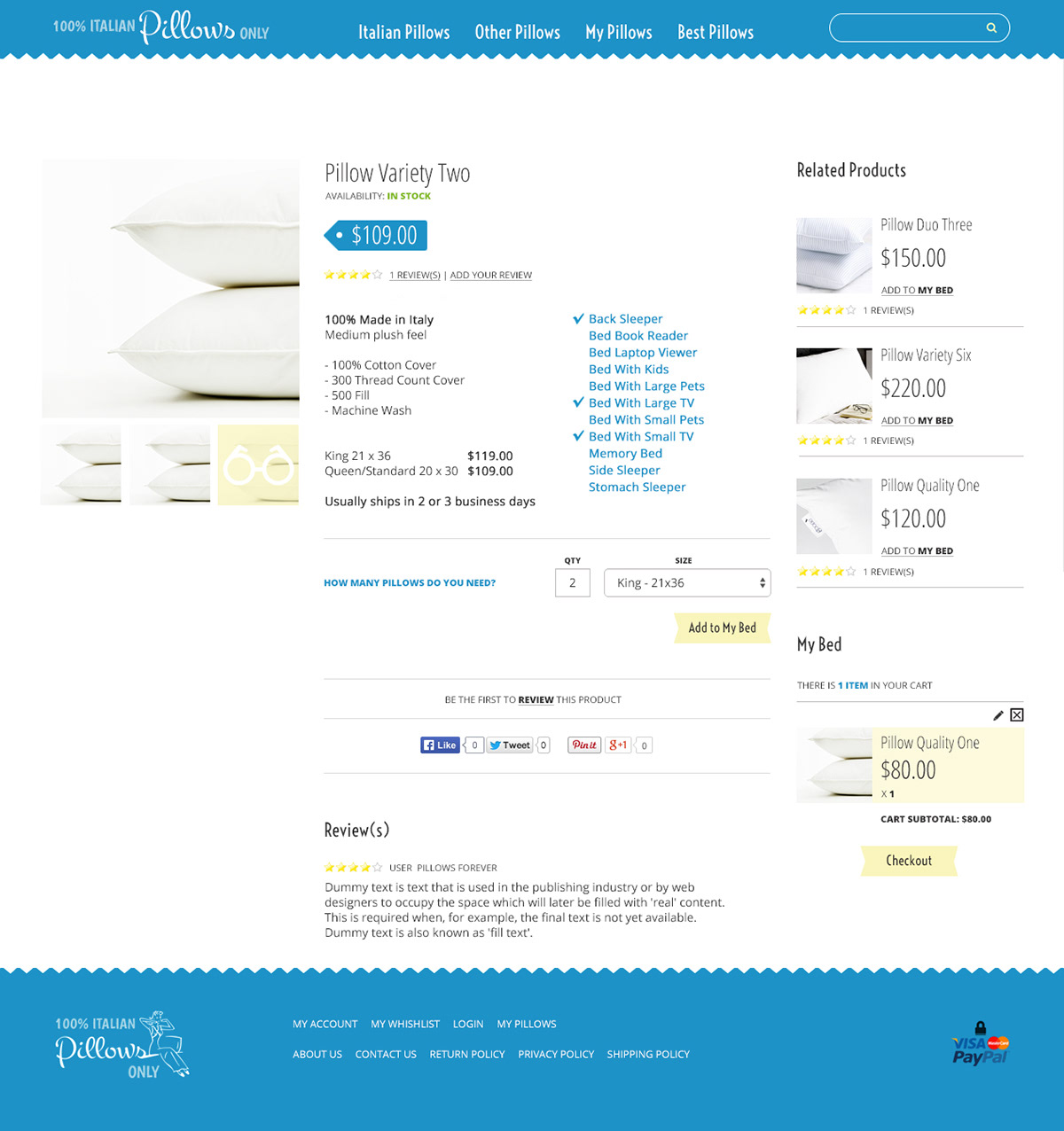 pillows e-commerce UI ux visual design