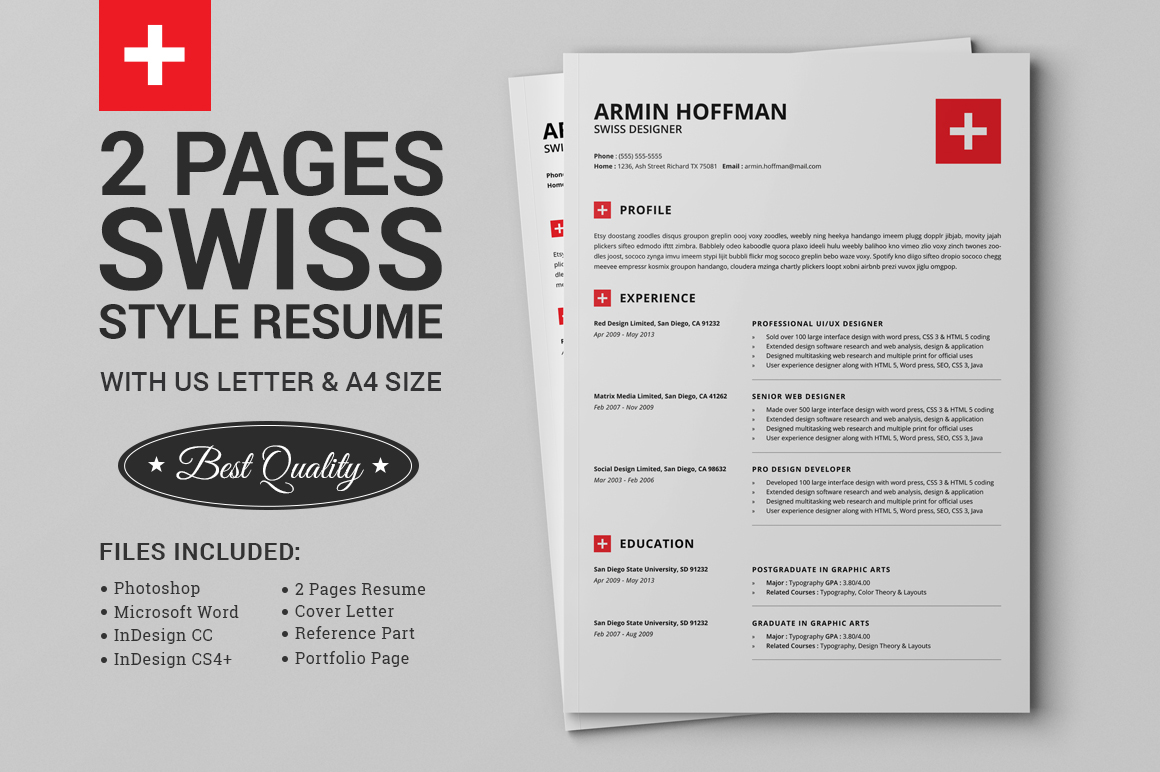 2 pages swiss resume