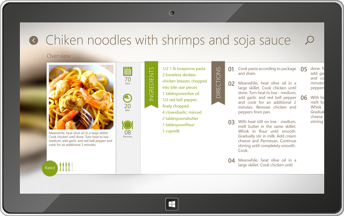 Modern UI Windows 8 cooking application app metro tablet