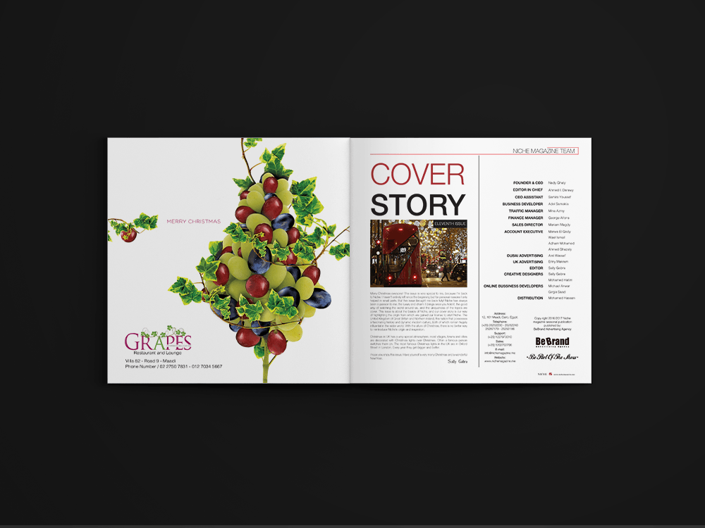 magazine Layout print typography   photomanipulation Photography  Magazine design Christmas issue Magazine Ad