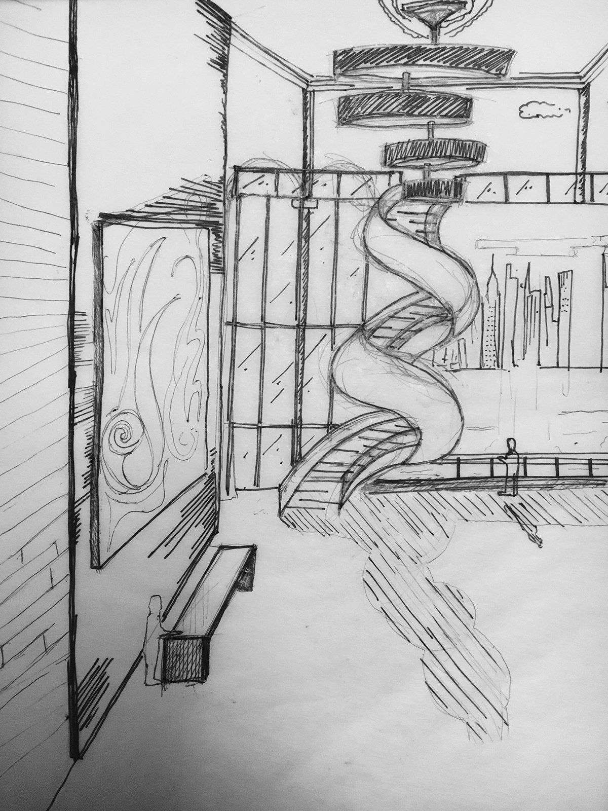 Interior Outline Sketch Drawing Perspective Of Reception Stock Illustration  - Download Image Now - iStock