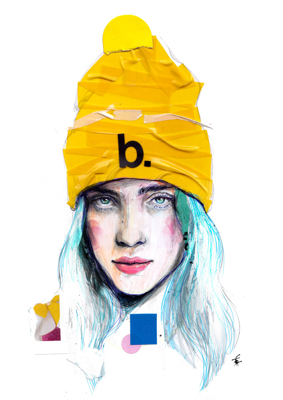 Billie Eilish portrait music pop music pop Drawing  collage