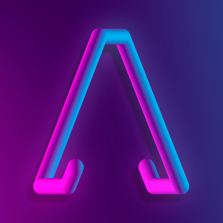 ABC neon color design letters