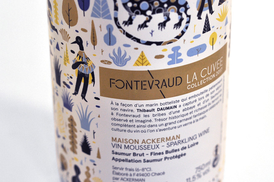 wine Label ILLUSTRATION  Fontevraud jungle Drawing  graphite UNESCO loirevalley Saumur  