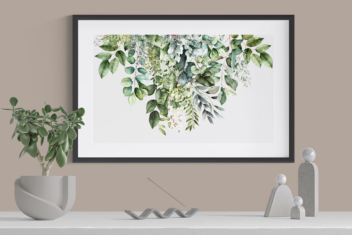 border botanical Bouquet Digital Art  eucalyptus floral greenery ILLUSTRATION  print watercolor