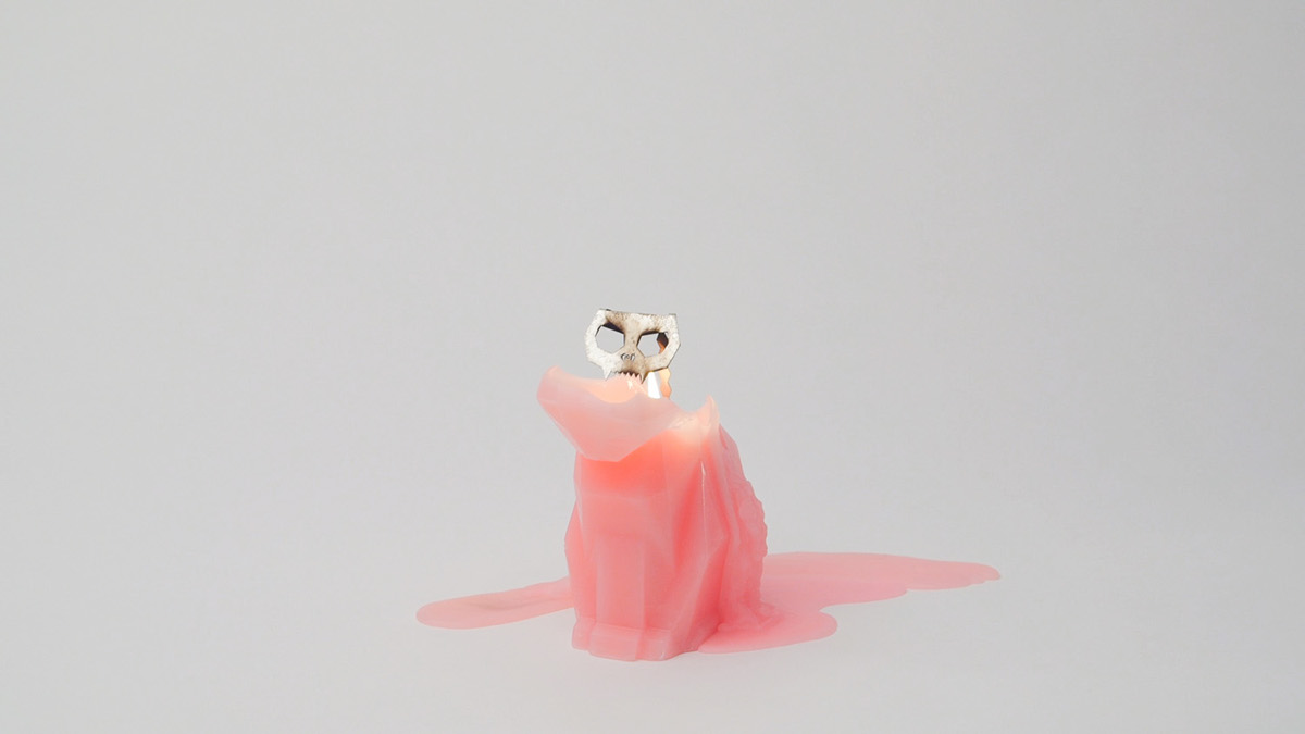 Cat candle skeleton Cat polygon cute devil Pet pink surprise animal candle Scary