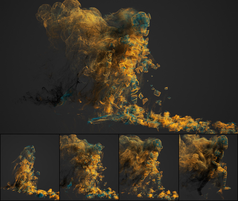 run simulation fume Dynamic 3ds max krakatoa Character fluid 3D