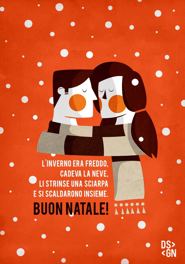 vector daniele simonelli man woman Love together texture warm snow winter xmas Christmas postcard scarf