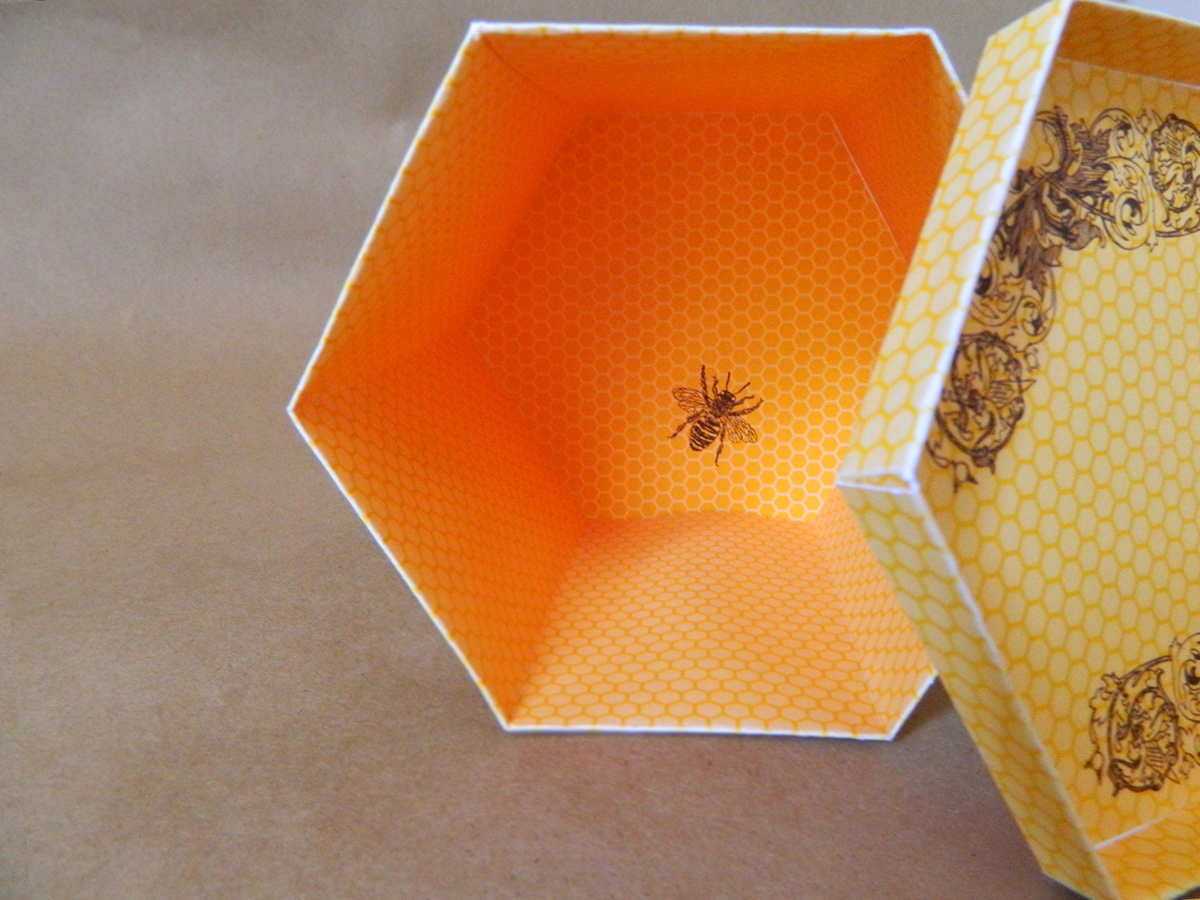 Packaging package design  candle bees hexagon illuminated manuscript