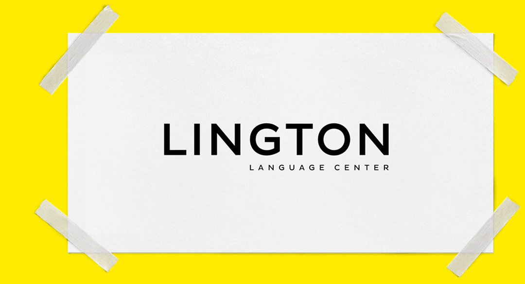 lington language blue yellow pink Marker highlight branding  Logo Design school