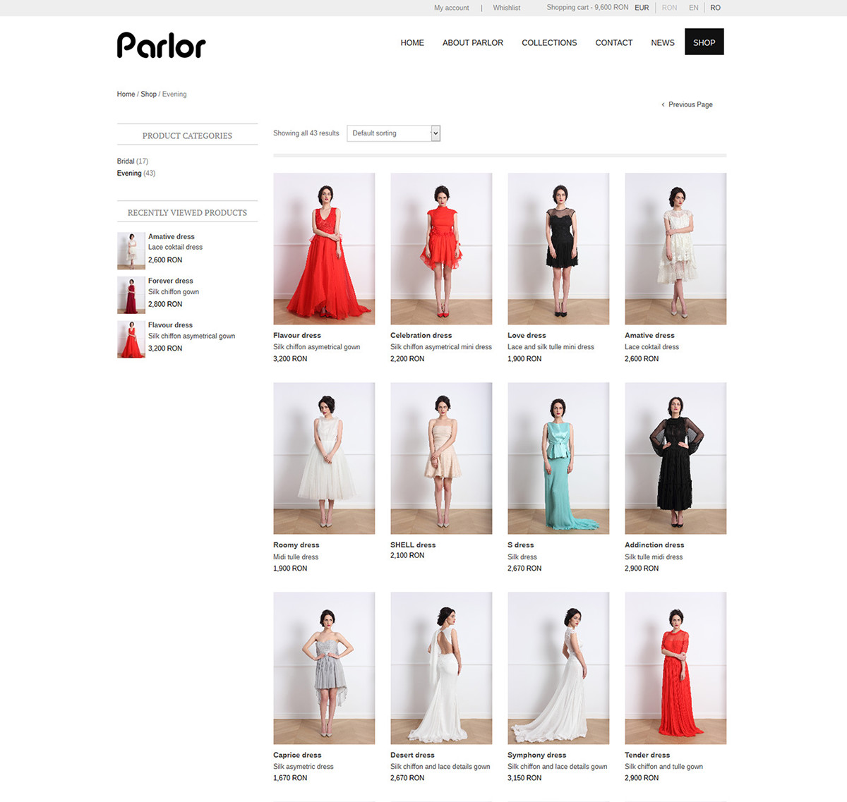 Website wordpress fashion brand Romanian Fashion pqb Fashion Store Collection parlor