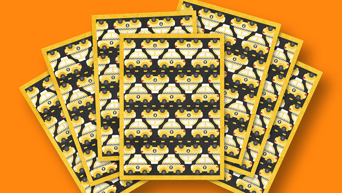 Adobe Portfolio taxi Playing Cards New York card deck of cards deck pattern car king queen jack joker skyline