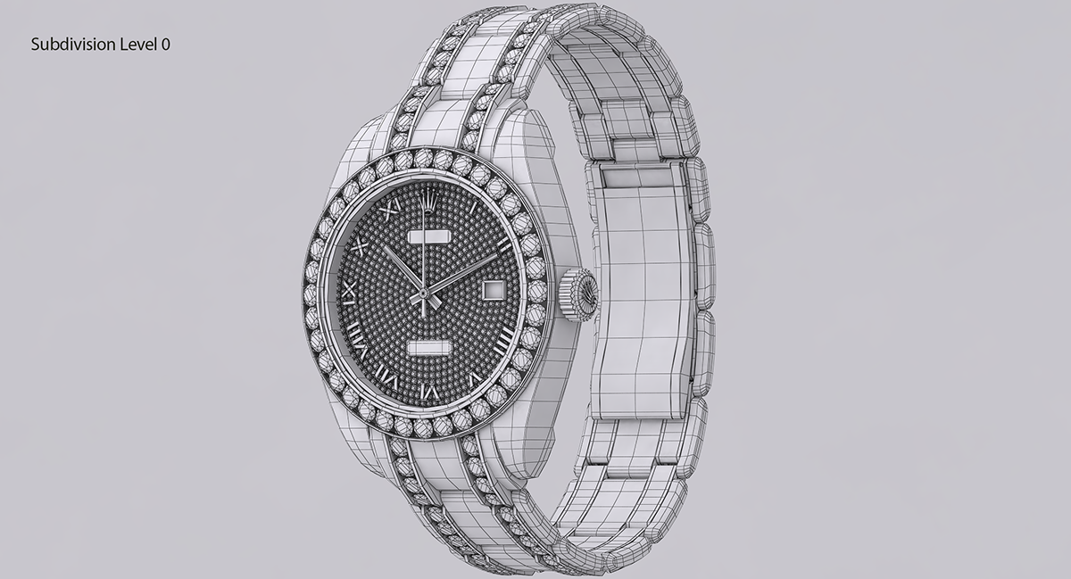 diamond  luxury rolex Pearlmaster clock watch gold everose 3D model
