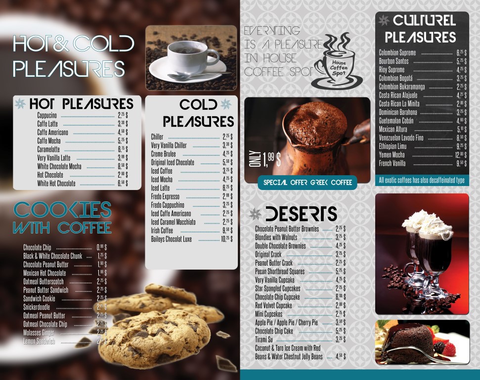Coffee Shop Menu menu template Coffee modern menu flyer menu menu flyer