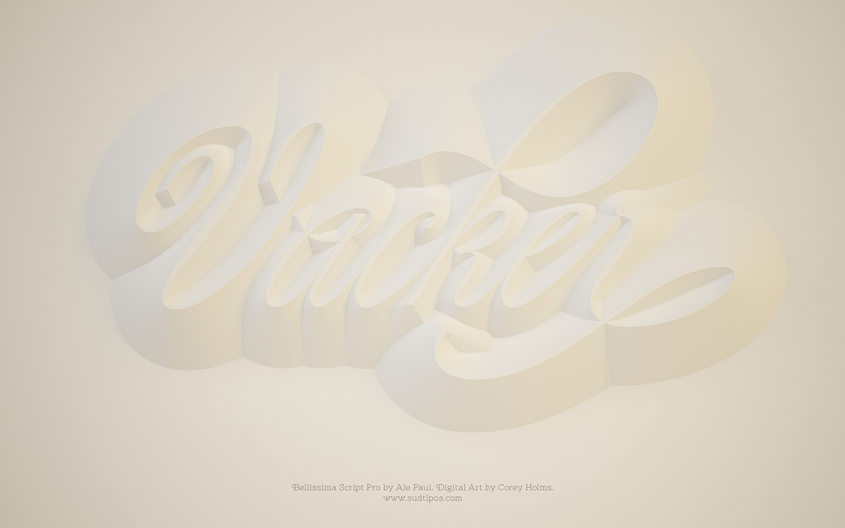 Alejandro Paul bellissima Script Typeface font sudtipos 3D c4d 3D illustration design