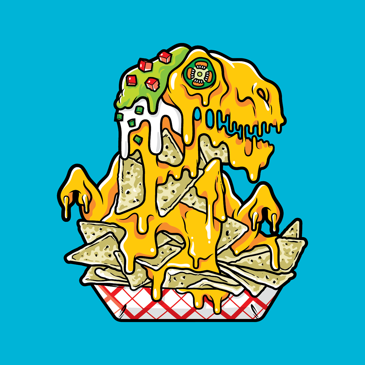 Cartoons feast beasts enamel pins tees dinosaurs junk food nachos french fries cupcakes creatures characters beasts monsters animals animated