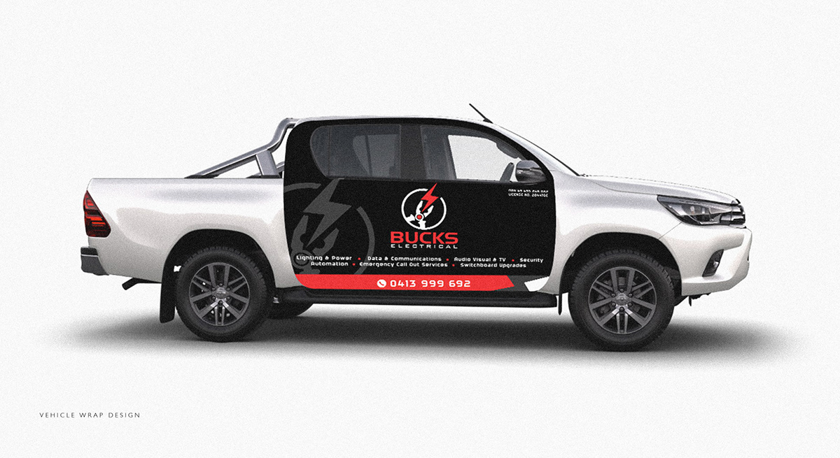 business communication materials business card shirt design Vehicle Wrap Signage Electrician