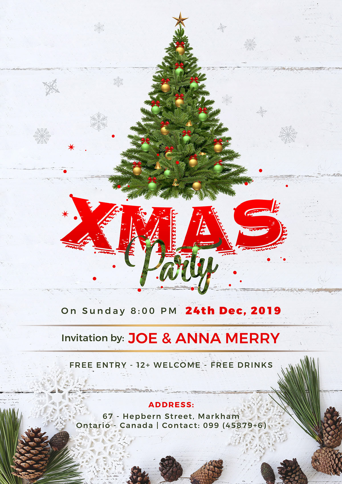 Free Christmas Party Flyer Design Template 2019 in PSD on Behance