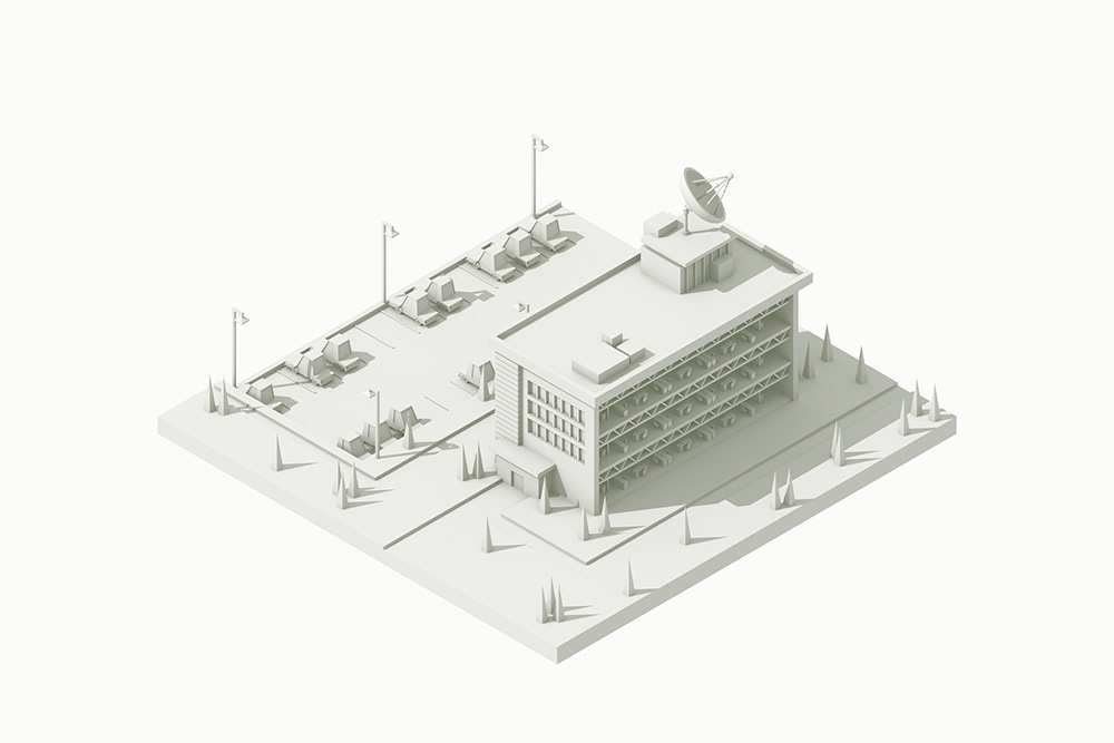 gridspace illustrations 3D art 3d art lowpoly buildings architecture networks
