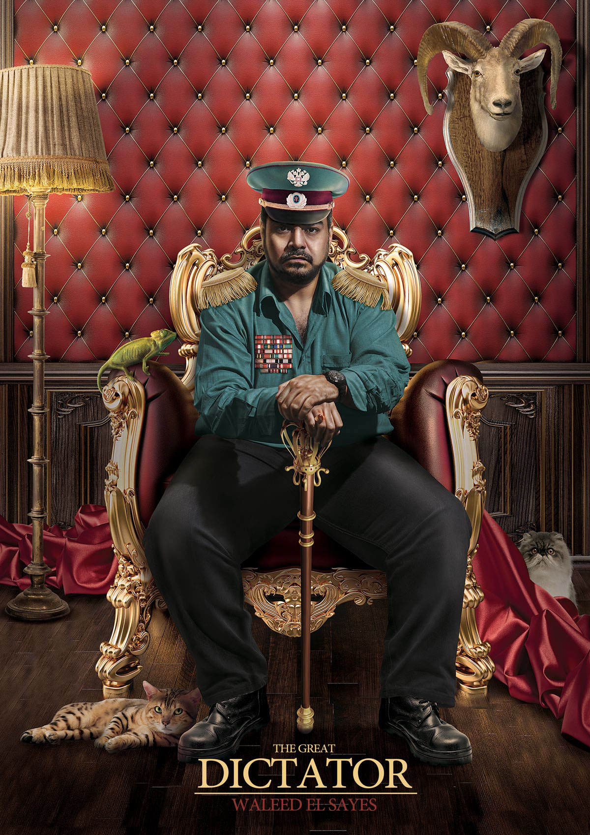 dictator king red chair Cat emperor