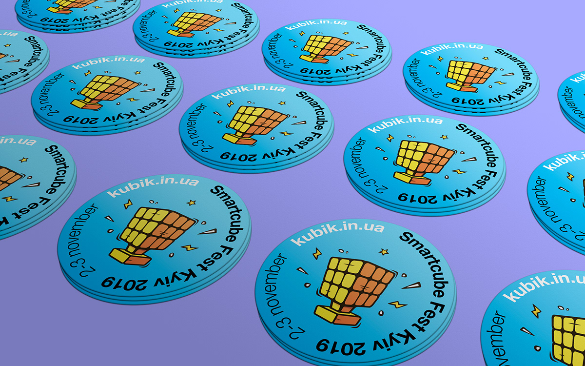 Competition stickers Speedcubing Kyiv branding  identity school Kubik cube соревнования