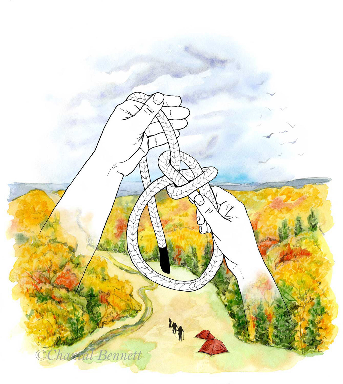 autumn hiking illustration for Backpacker magazine