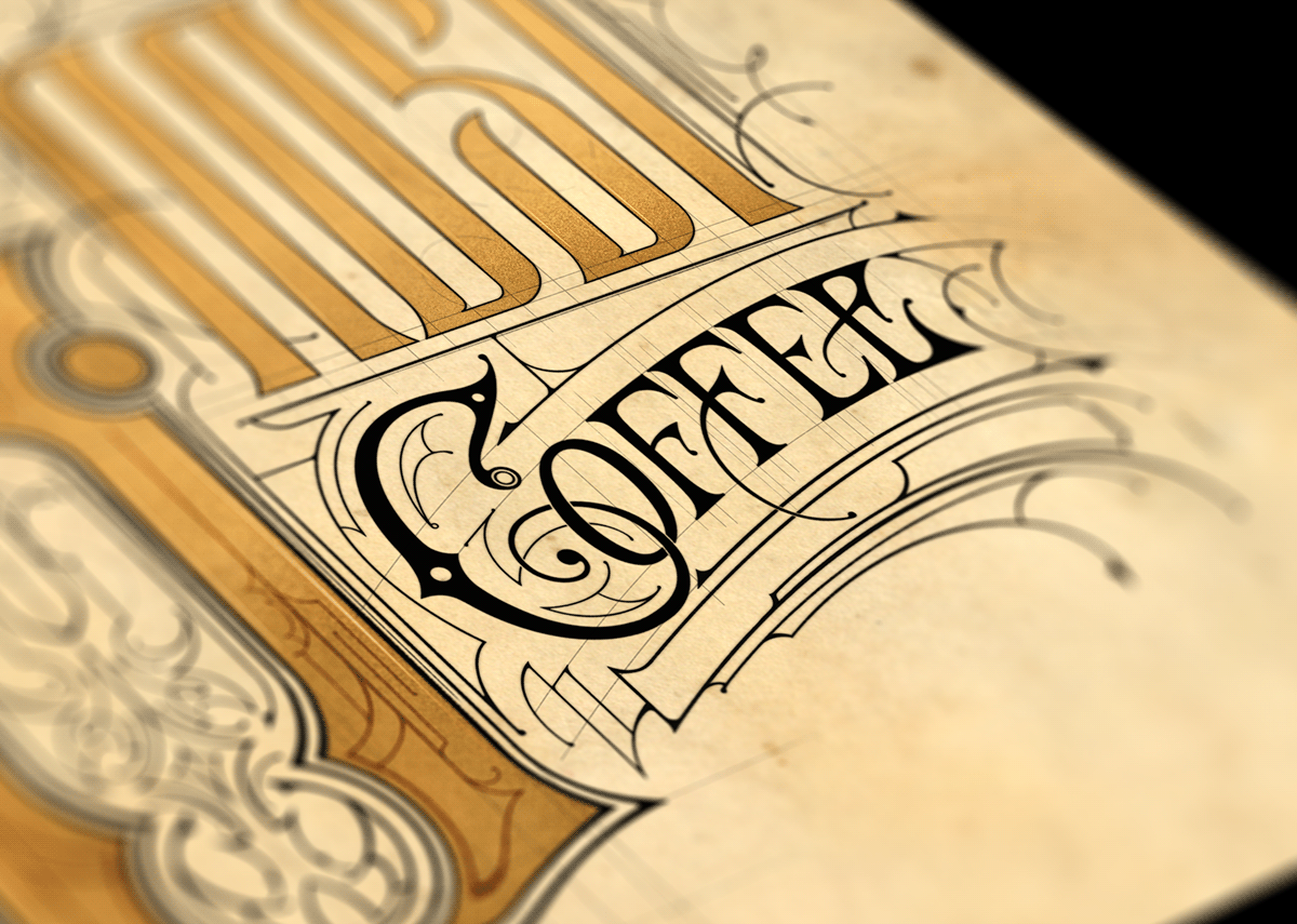 ghost Coffee coffeeshop Biernat label design lettering logo Handlettering typography   PROCREATE ART kawa