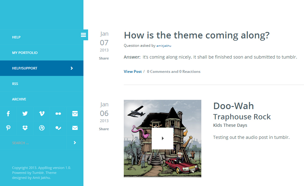 AppBlog tumblr Theme free ui design Blog app Script developer UX design Responsive