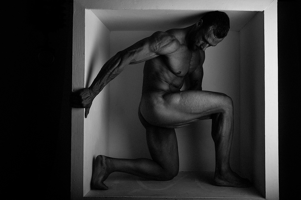 fine art nude naked box Naked in Box muscle confined