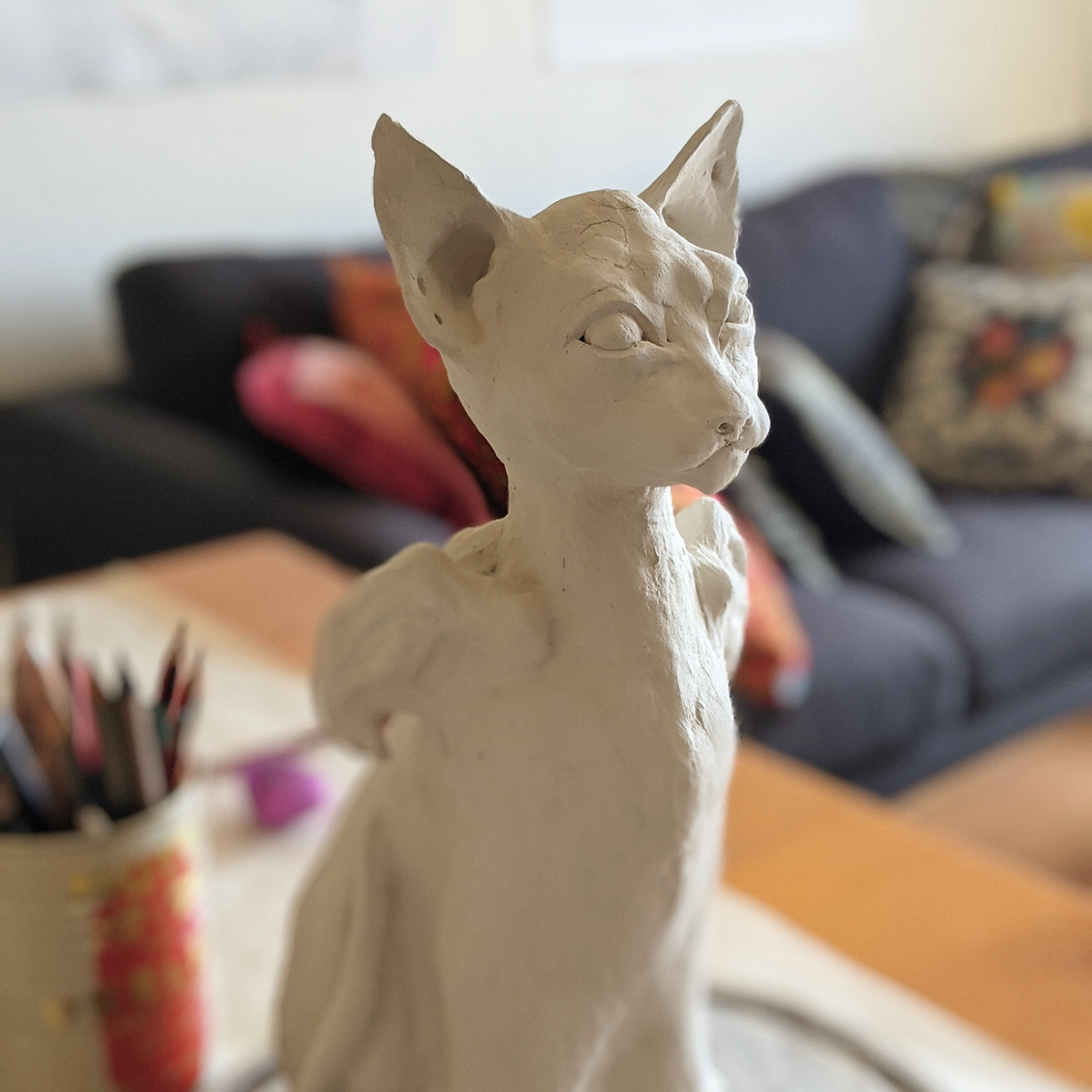 artwork ceramic ceramic art ceramic design Character design  clay fine art handmade kitty cat sculpture