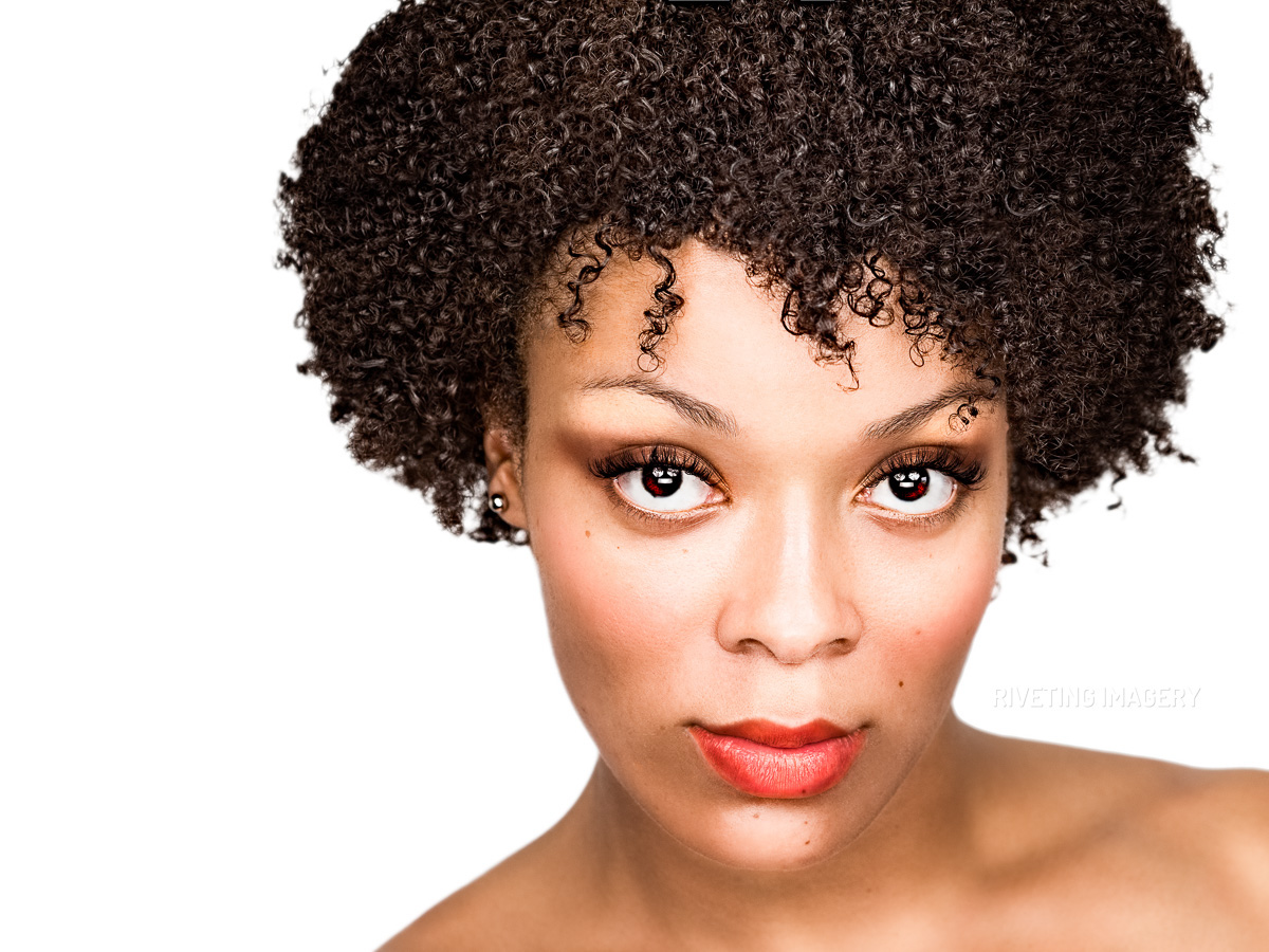 shabang headshot african american black fro woman Young beauty Beautiful eyes hair curly big brown