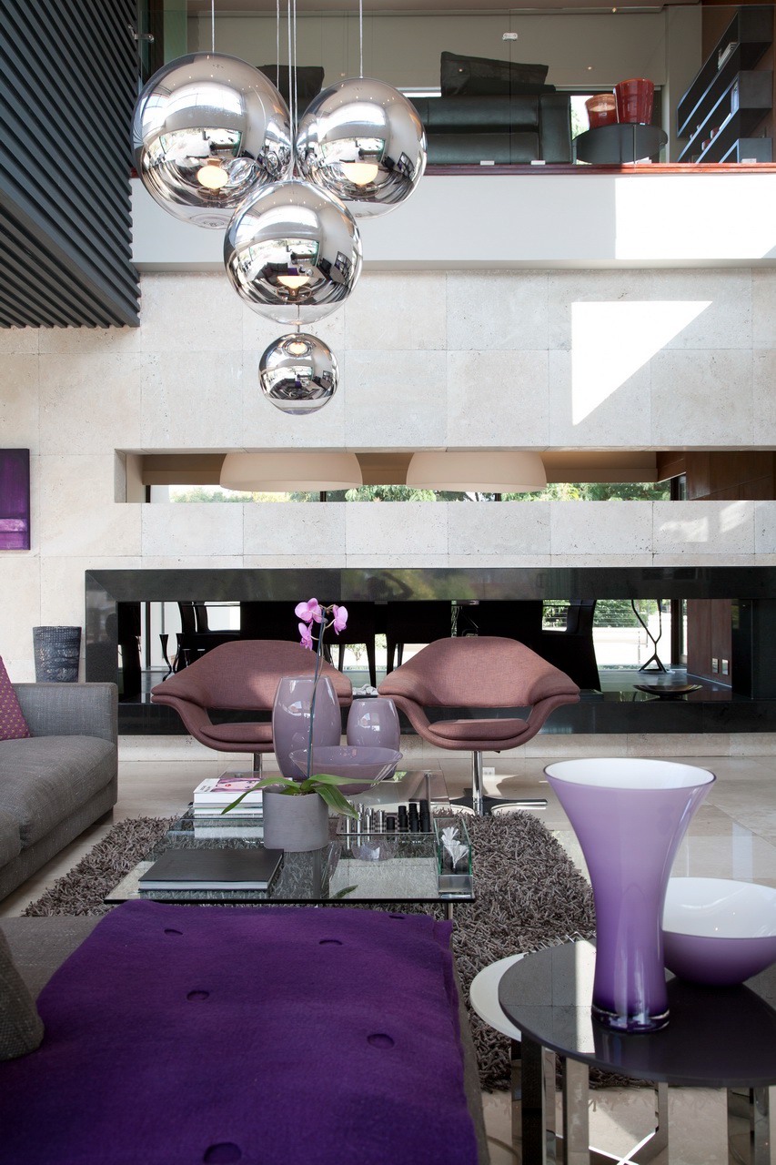 design  interior  luxury  contemporary open plan modernism Glass and concrete glass staircase water feature double volume