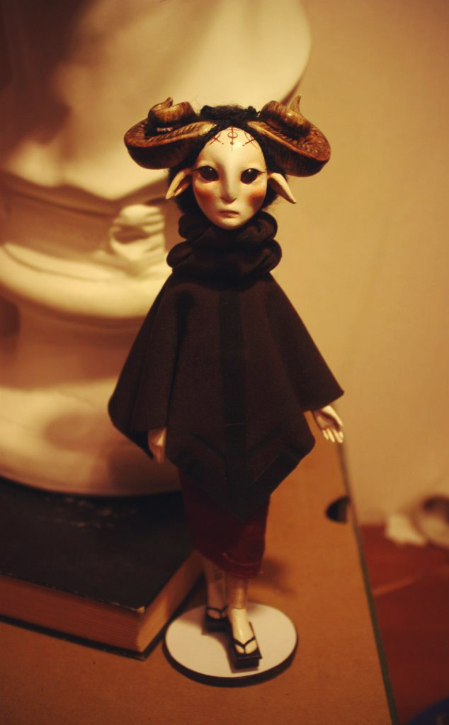 doll Sculpt girl horns ram sheep faun animal