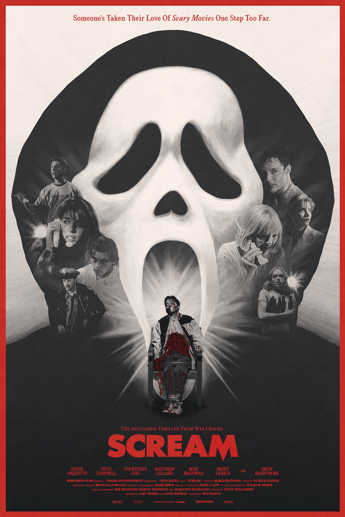 art Cinema digital illustration Film   GHOSTFACE horror movie poster painting   slasher thriller