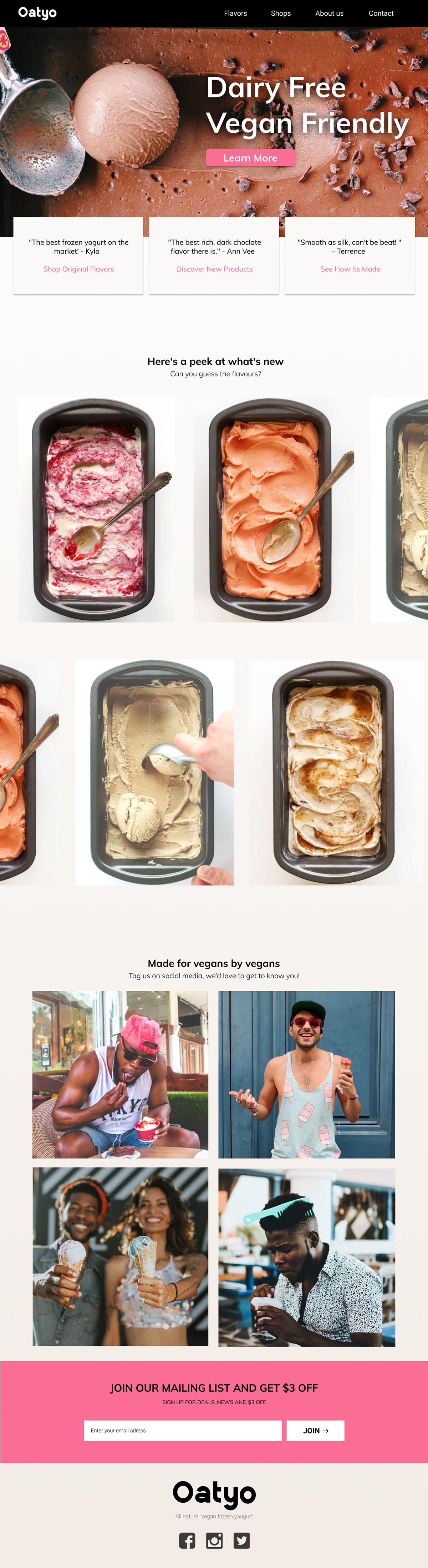 Figma brief briefbox UI ux vegan snack frozen yogurt healthy