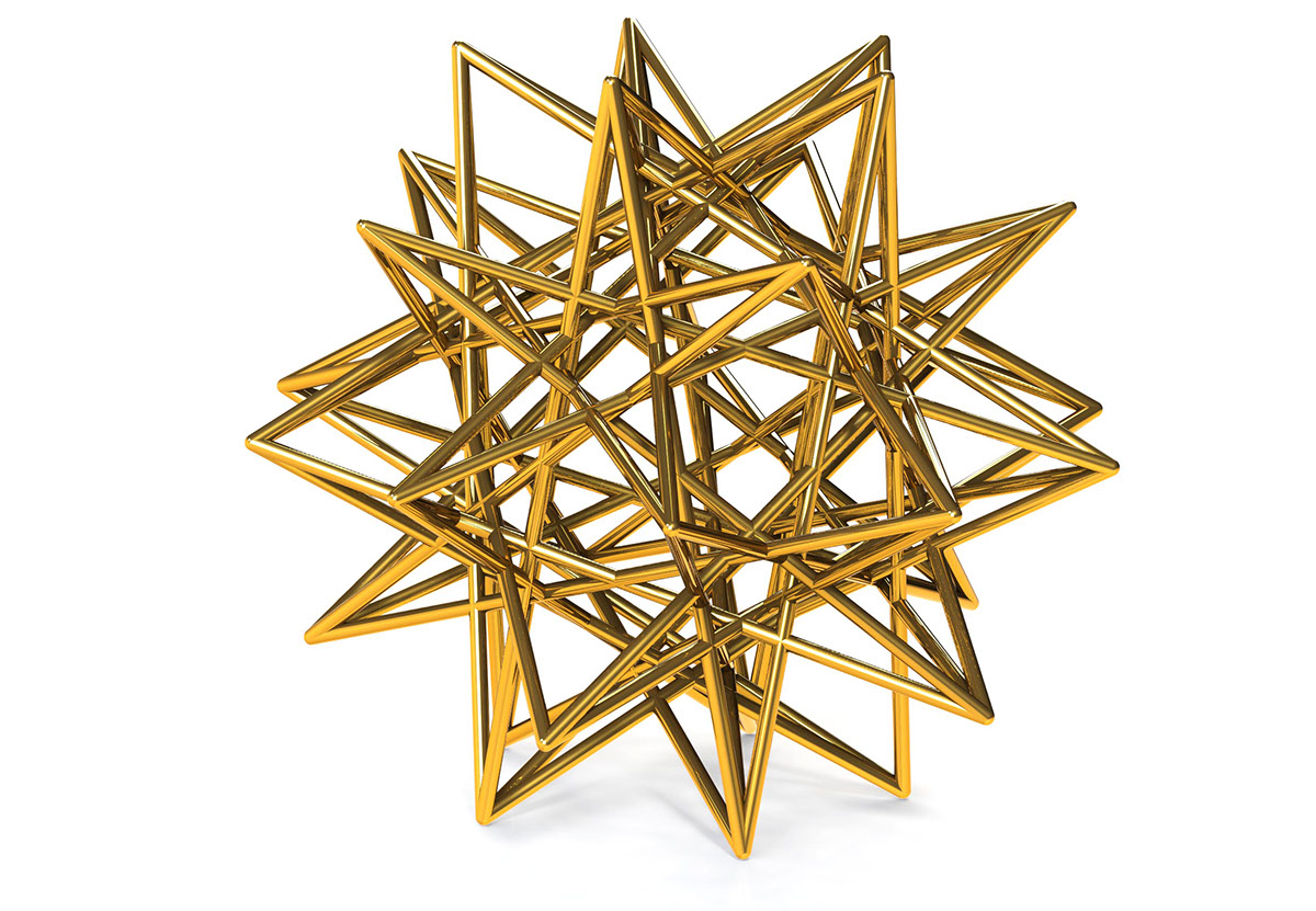 3D shape discovery geometry symmetry Star of David polyhedra jewel polygon star gold silver Form