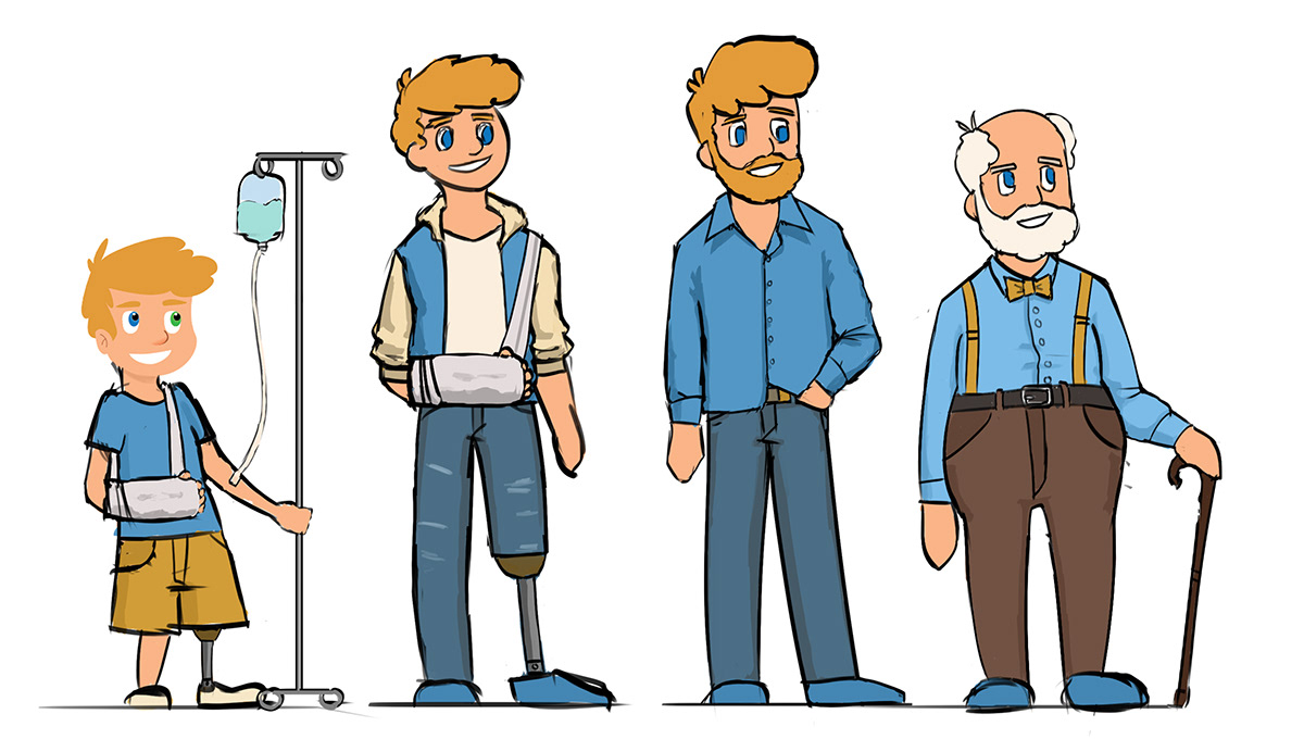 concept art Character design concept art disability people game 2D cartoon
