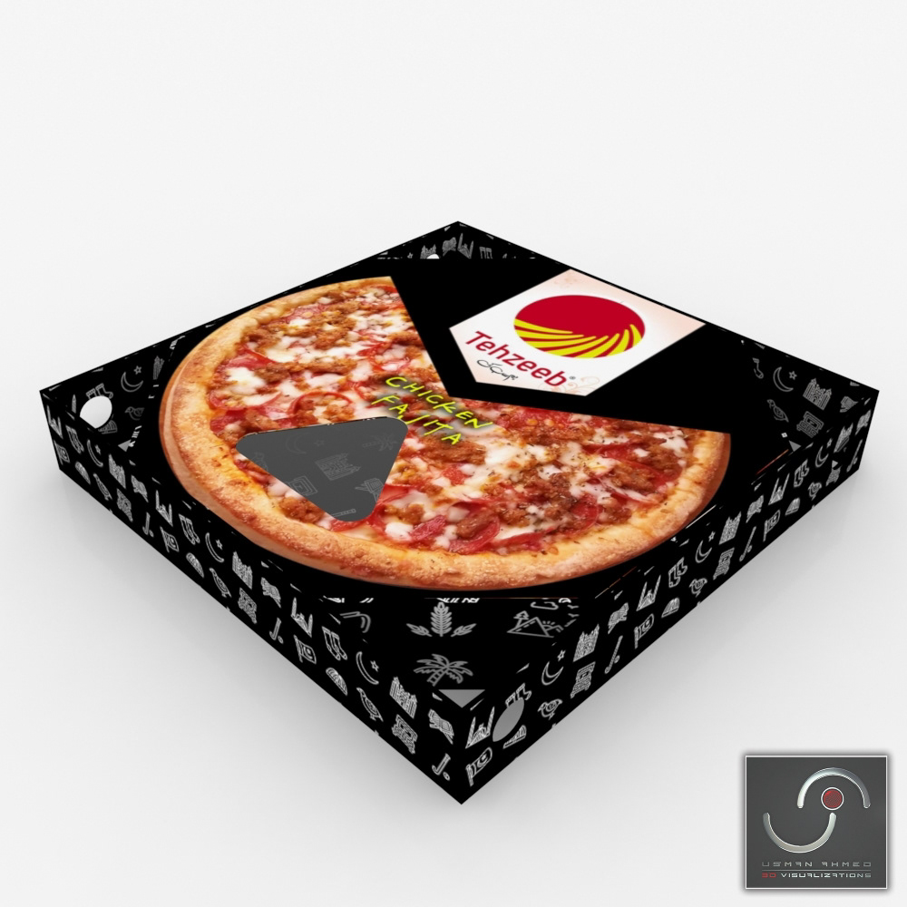 pizza packaging packaging design 3d modeling 3D Rendering shelf ready