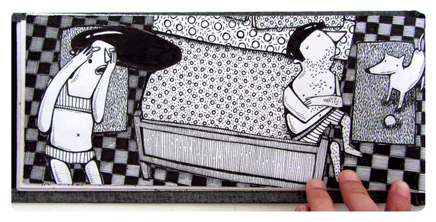 couple ink line man woman bathtub bed bedroom sketch sketchbook Love moleskine