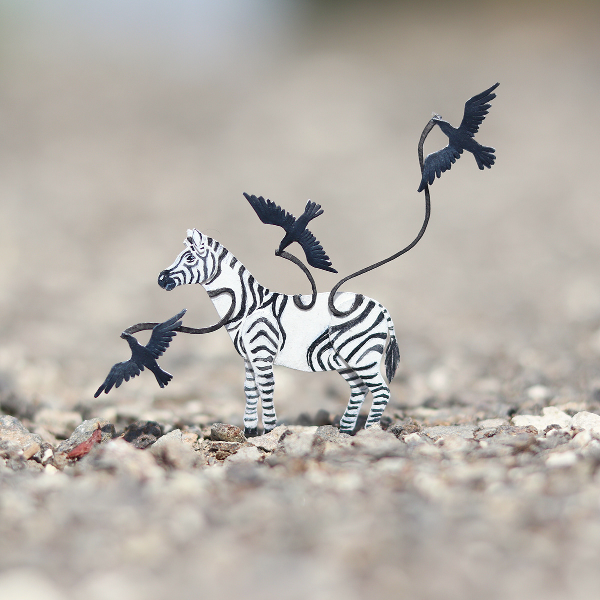 papercut watercolor artwork Miniature Behance wildlife Nature animals birds editorialillustration