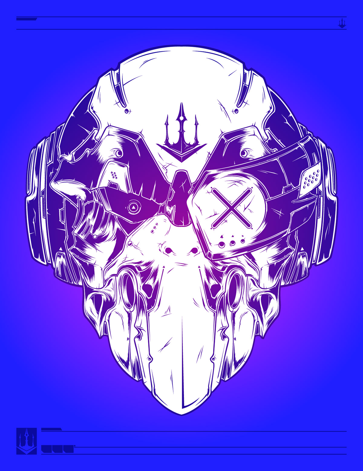 derek gangi vector study portrait Illustrator violet robot cybernetic Cyborg skull