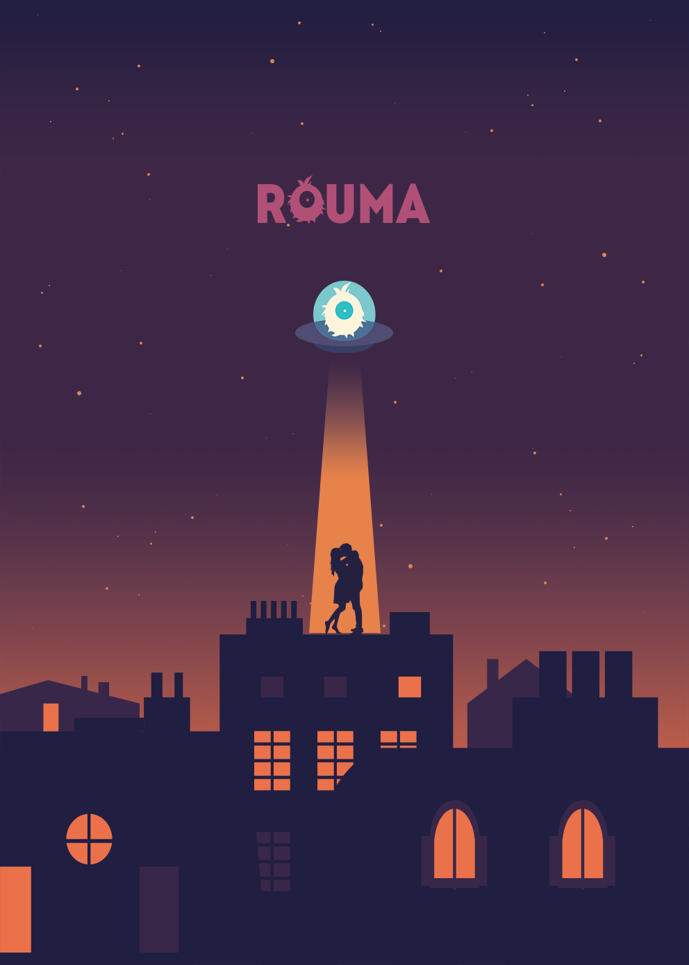 rouma amour Landscape Sunrise app minimalist Dating rendez-vous find love skylines poster