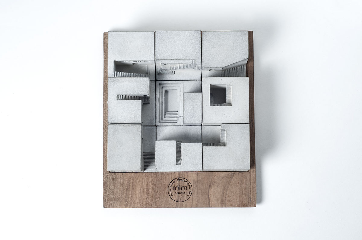 concrete Miniature homes architecture inspired artefacts