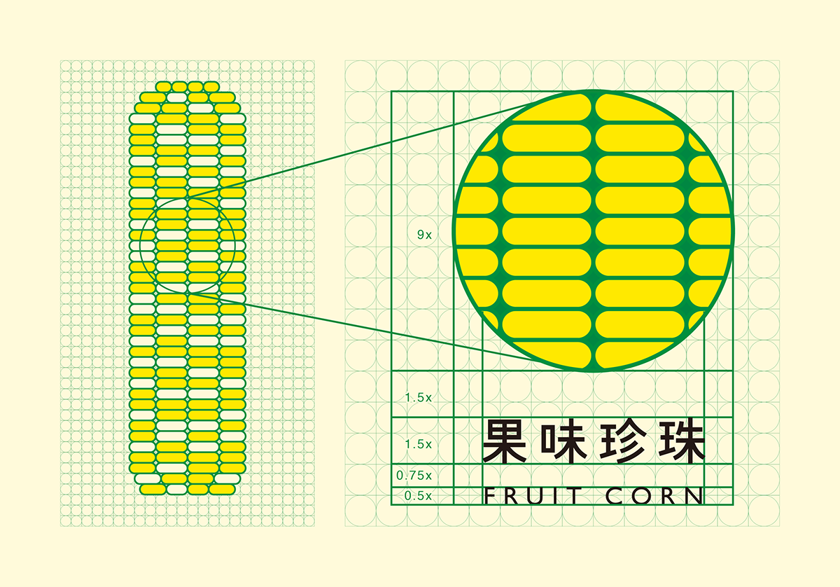 corn package Icon yellow green Fruit identity visual geometry